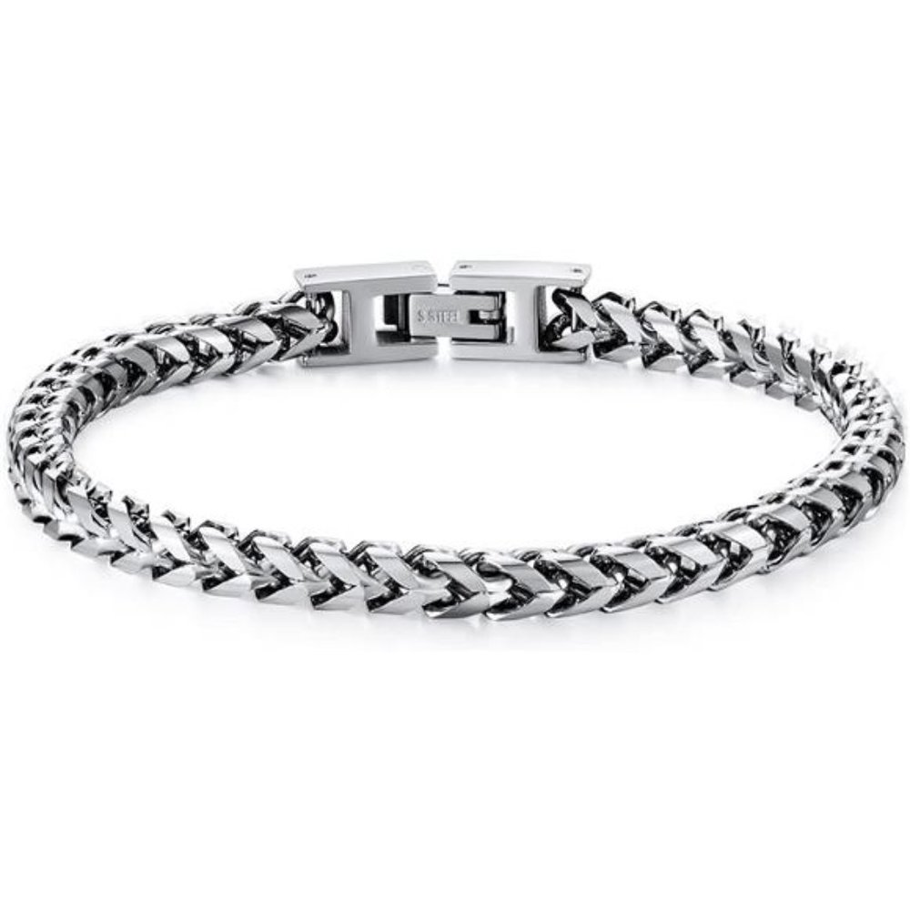Mens Bracelet Stainless Steel Fold Over Clasp Franco Chain Bracelets Jewelry